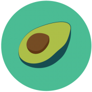Illustration of half of an avocado