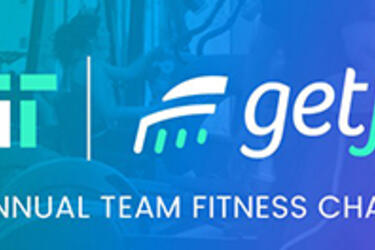 MIT getfit challenge logo, MIT logo, and text, 'MIT’s annual team fitness challenge'