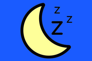 illustration of a yellow crescent moon against a blue background with the letter Z in three sizes next to it