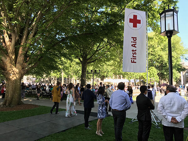 View of Commencement 2017 from the MIT Medical first aid tent