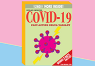 Illustration of a cereal box with a covid molecule