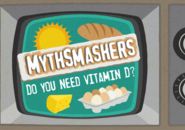 Illustration of a television with text displayed on the screen: 'Mythsmashers: Do you need vitamin D?'